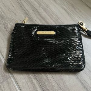 Michael Kors Black Sequin with Gold Leather Convertible Wristlet